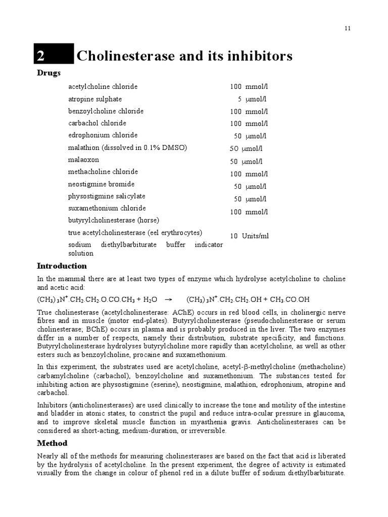 Cholinesterase and Its Inhibitors: Drugs | PDF | Enzyme Inhibitor ...