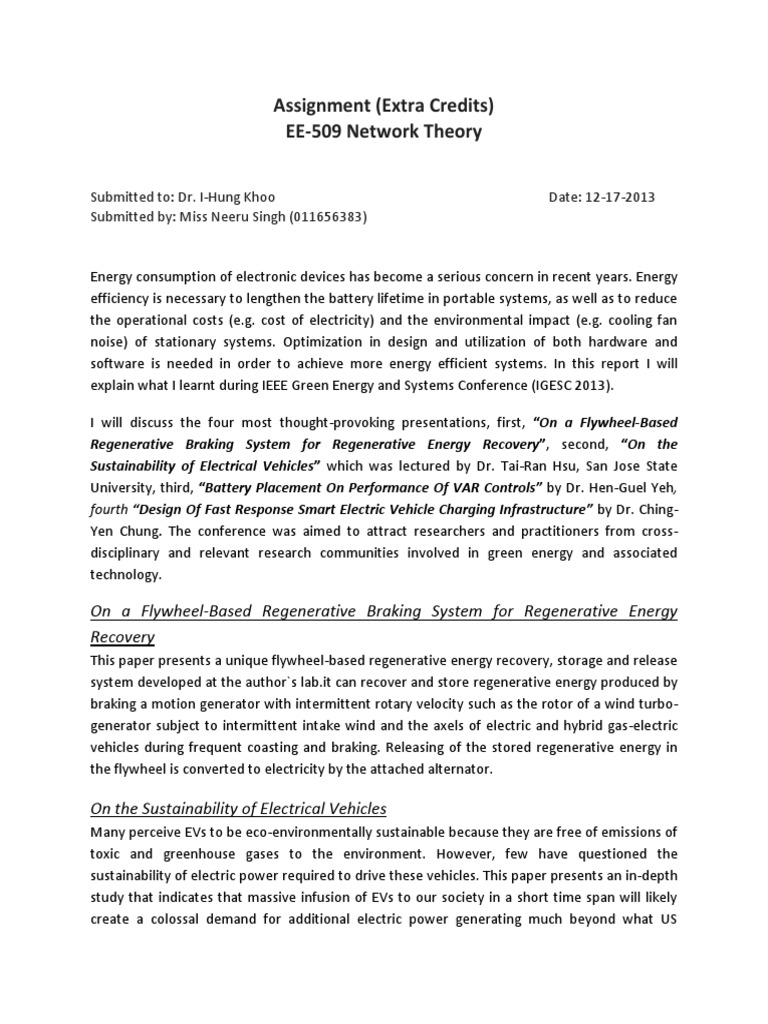 Homework Assignment LSA Electric Vehicle Battery (Electricity)