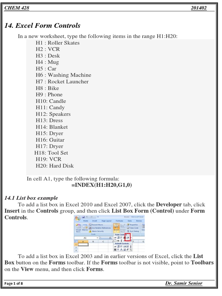 Excel Form Controls Tutorial | PDF | Microsoft Excel | System Software