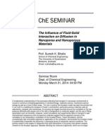 Che Seminar: The Influence of Fluid-Solid Interaction On Diffusion in Nanopores and Nanoporous Materials