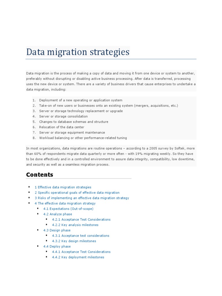Effective Data Migration Strategies Guide | PDF | Strategic Management ...