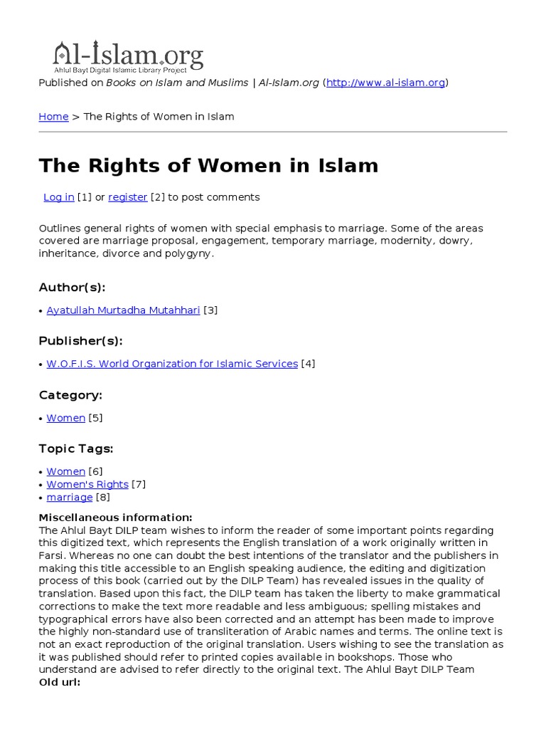 The Rights of Women in Islam | PDF | Natural And Legal Rights | Bisexuality