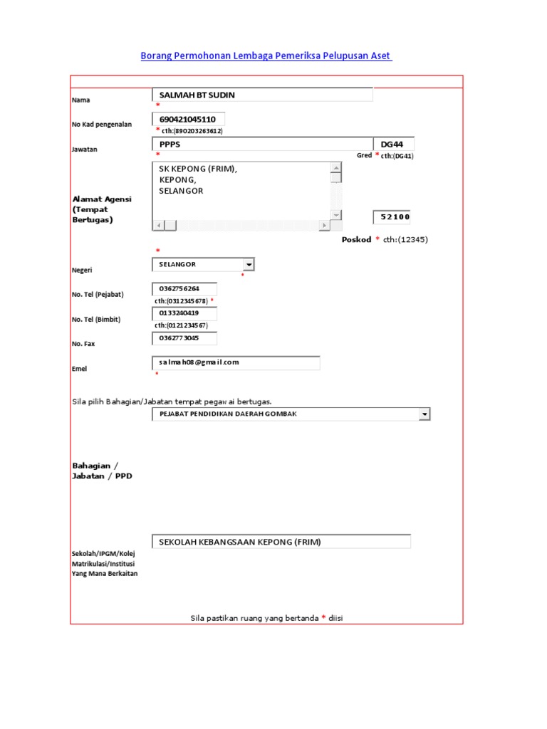 Borang Permohonan Lembaga Pemeriksa Pelupusan Aset 2 Pdf