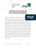 Mosonyi y Pocaterra 2004 - Experiencias Recientes de Revitalización Lingüística en La Venezuela Indígena