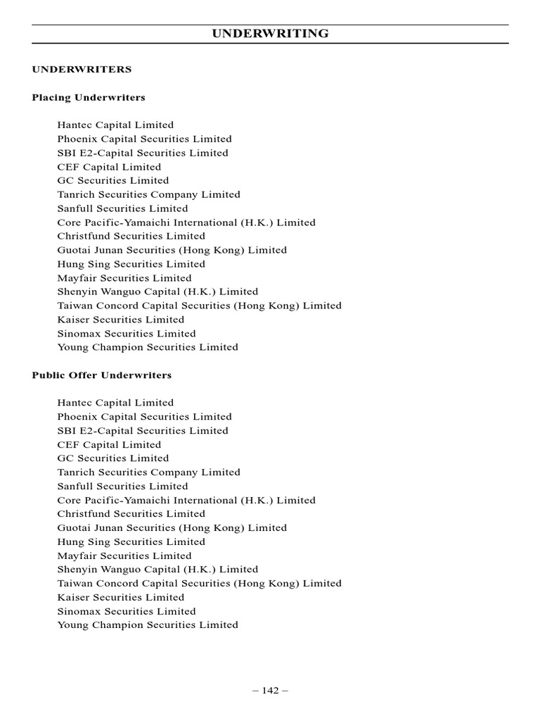 Underwriting Agreements and Underwriters | PDF | Securities (Finance ...