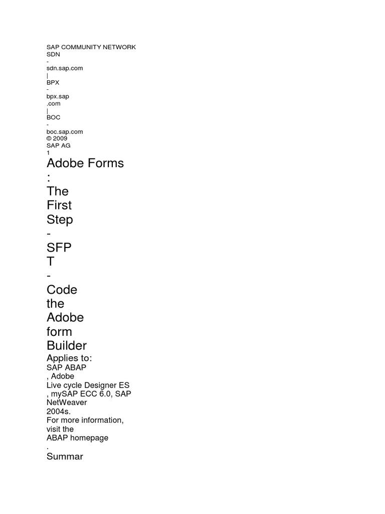 Adobe forms the first step sfp t code the adobe form builder pdf