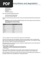 Amino Acid Biosynthesis and Degradation