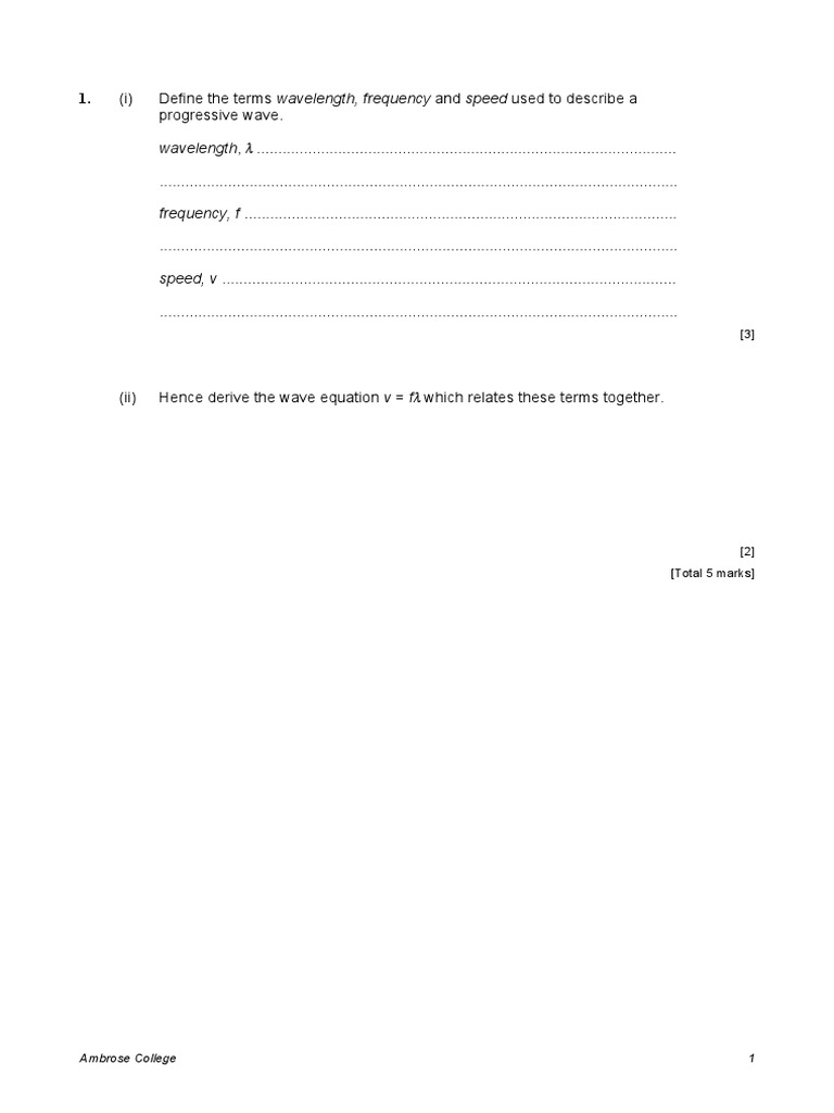 Wave Properties and Calculations Guide | PDF | Waves | Frequency