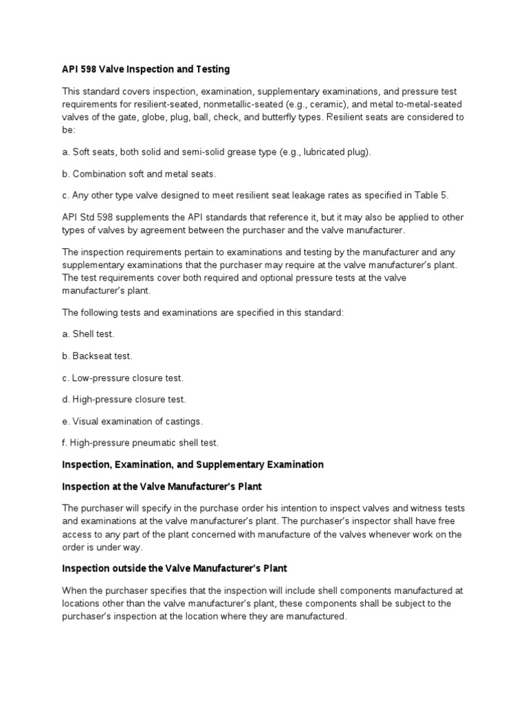 API 598 Valve Inspection and Testing | Valve | Gas Technologies