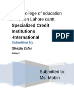 Fazaia College of Education For Women Lahore Cantt: Specialized Credit Institutions - International