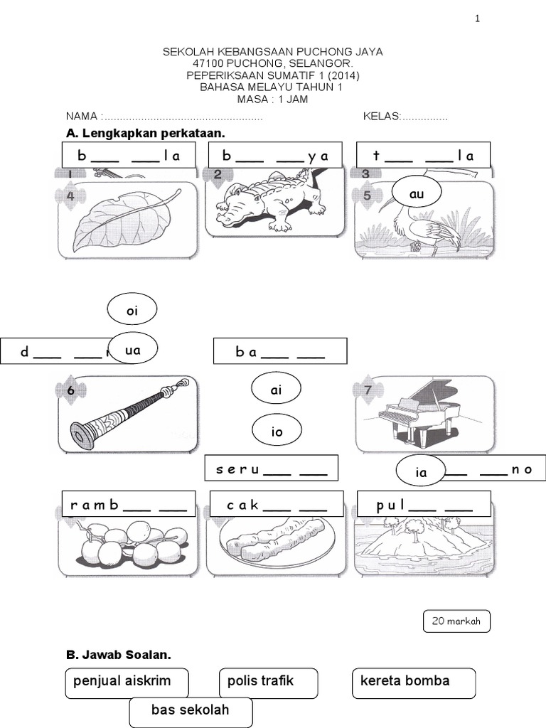 Bahasa Melayu Tahun 1 Pdf