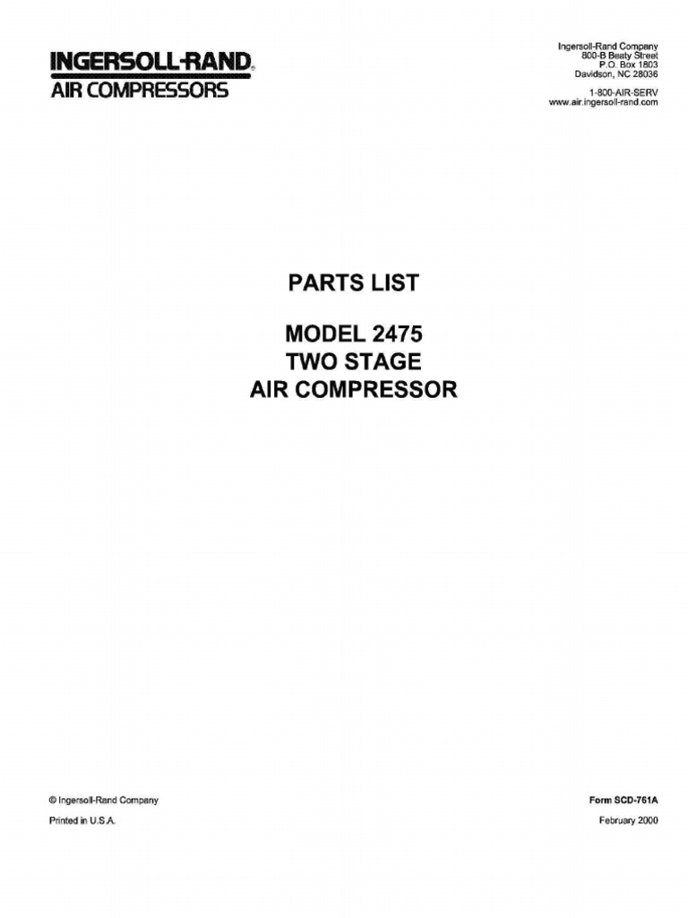 Air Compressor 2475 Parts List | PDF | Valve | Piston