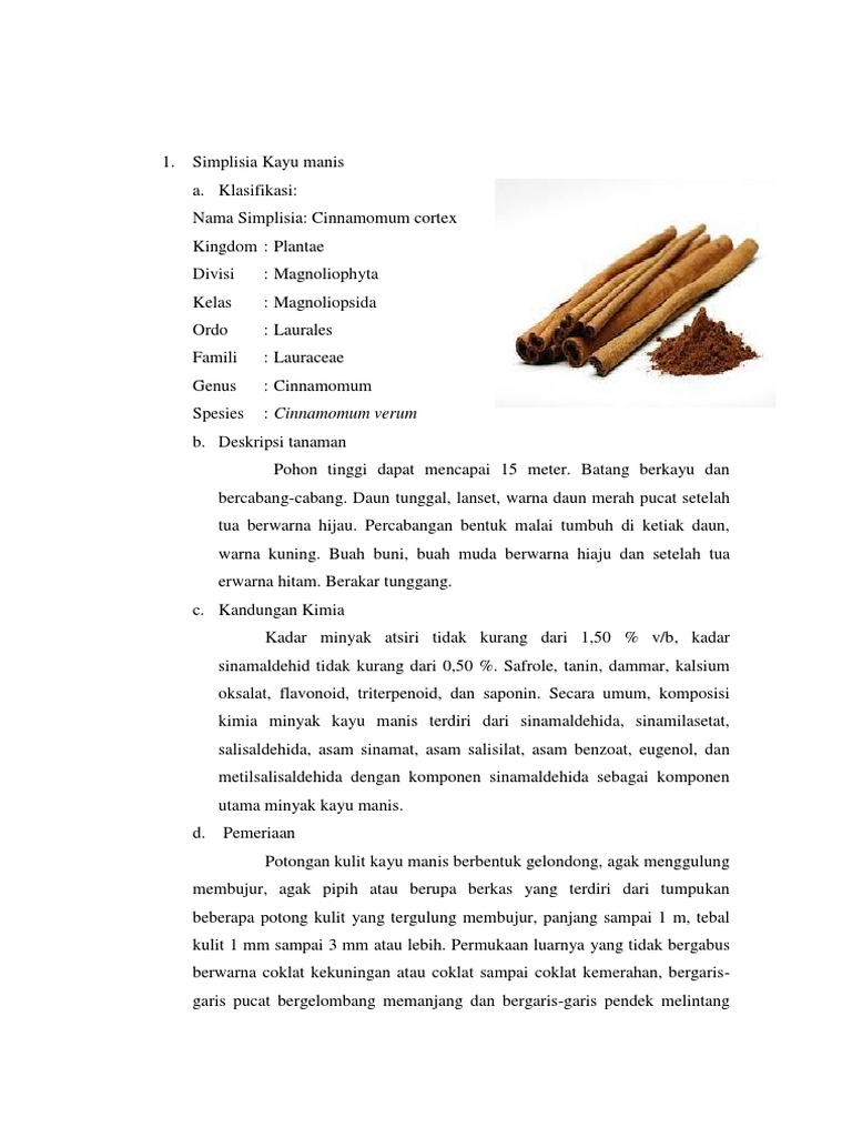Simplisia Kayu Manis