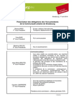 Répartition des délégations des Vice-Présidents CUS 2014