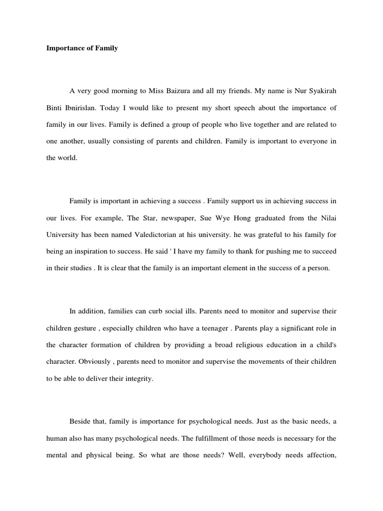 Importance of Family in Our Lives | PDF | Self-Improvement