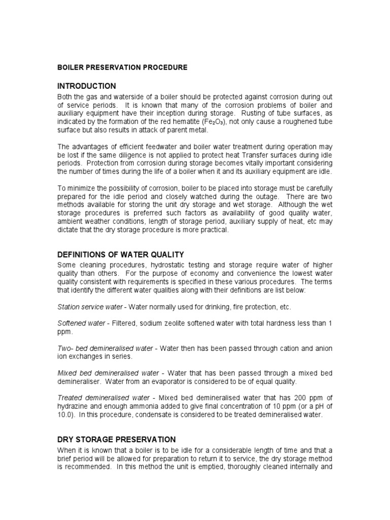 Boiler Preservation Methods Explained | PDF | Boiler | Water