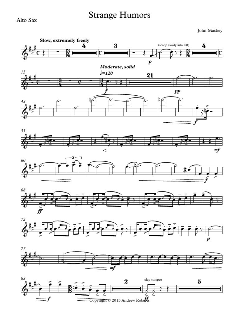 Strange Humors Alto Sax PDF