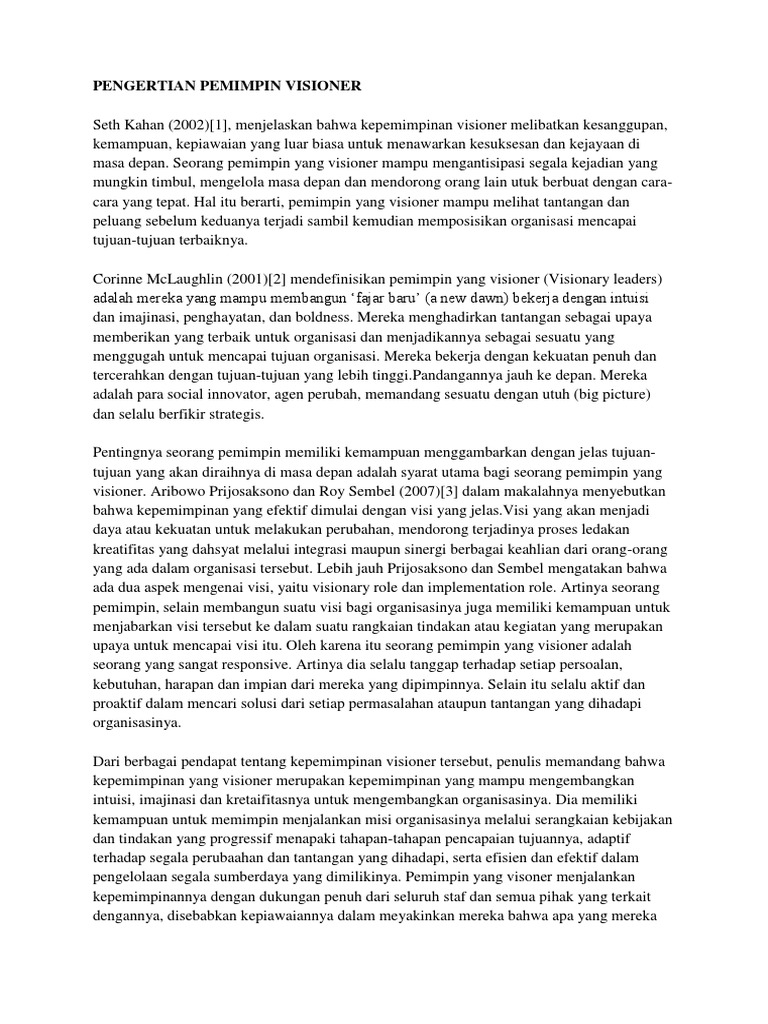 Pengertian Pemimpin Visioner