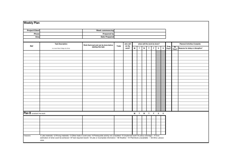 Weekly Work Plan Template | PDF | Business | Finance & Money Management