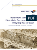 Annicchiarico (2011) Macroeconomic Modelling and the Effects of Policy Reforms. an Assessment for Italy Using ITEM and QUEST