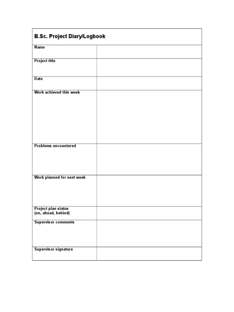 B.Sc. Project Diary Template | PDF