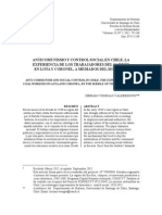 Anticomunismo y Control Social en Chile, La Experiencia de Los Trabajadores Del Carbón en Lota y Coronel, A Mediados Del Siglo XX. Hernán Venegas Valdebenito