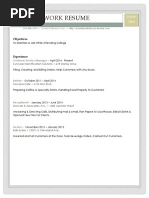 work resume