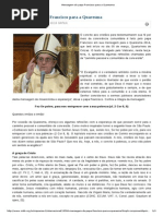 Mensagem Do Papa Francisco Para a Quaresma
