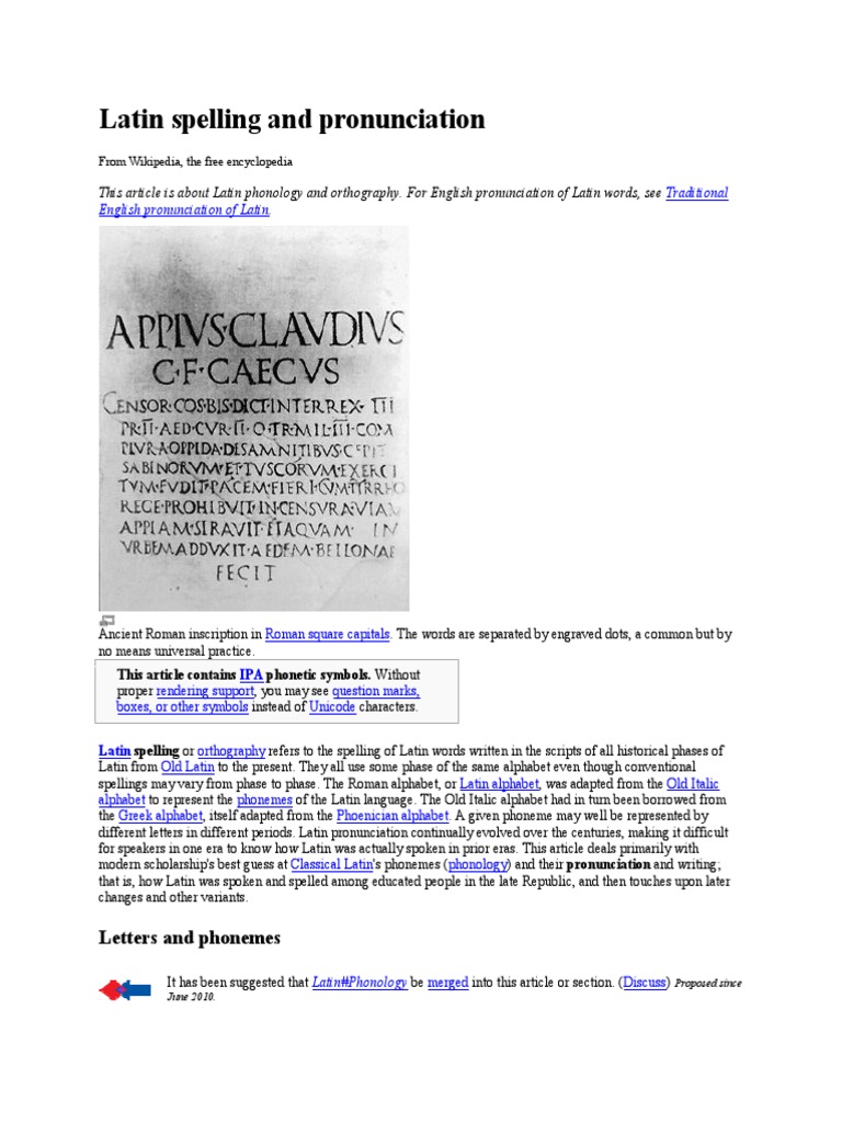 Latin Spelling and Pronunciation Alphabet Consonant