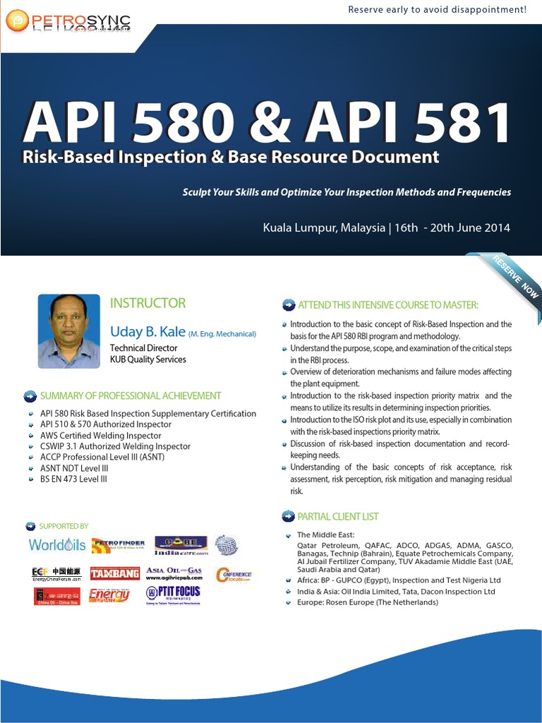 API 580 & 581 Risk-Based Inspection Course | PDF | Credit Card | Risk