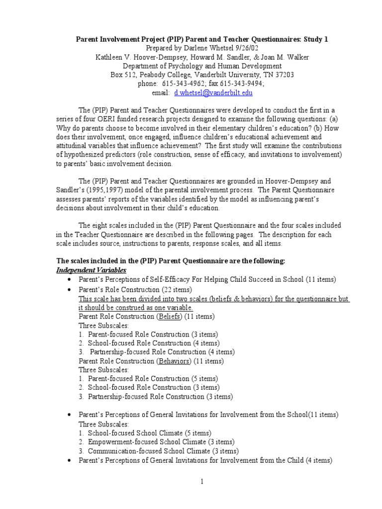 PIP Study 1 Level 1 Scale Description | PDF | Nature | Wellness