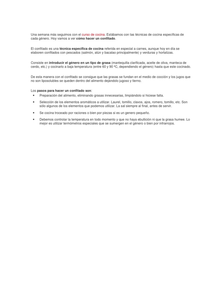 Como Confitar | PDF | Carne | Artes culinarias