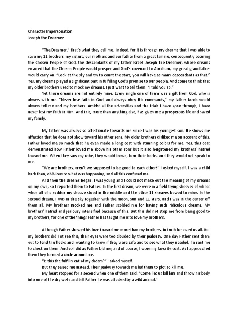 Character Impersonation PDF Religion And Belief