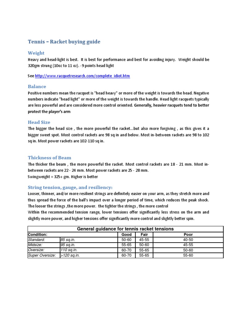 Tennis Racket Buying Guide 2025 | PDF | Sports | Nature