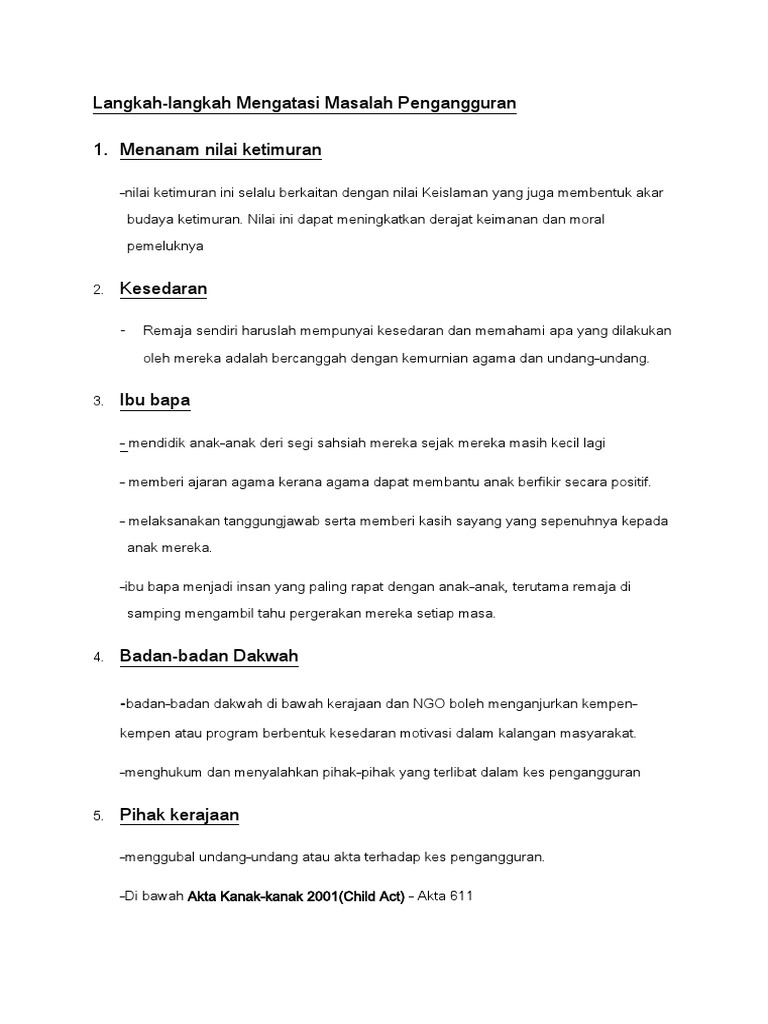 Langkah Langkah Mengatasi Kes Pengangguran Pdf