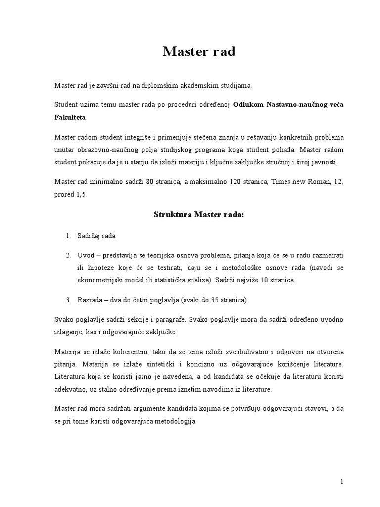 Master Rad Mastersadrzaj | PDF