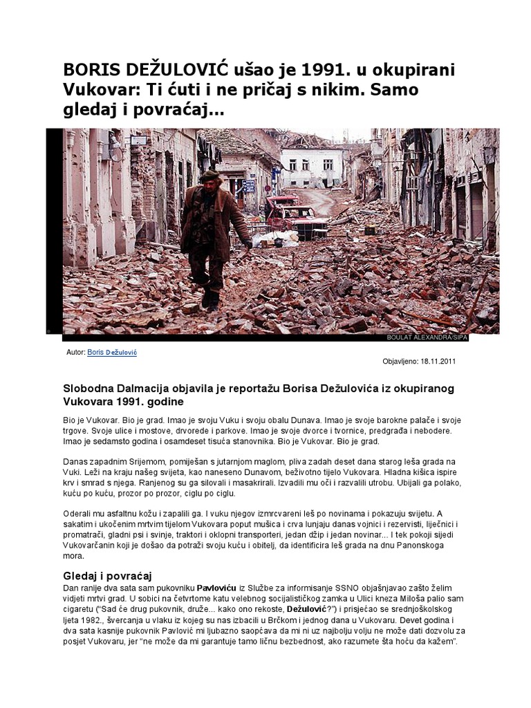 BORIS DEŽULOVIĆ - Vukovar Ratna Reportaža | PDF