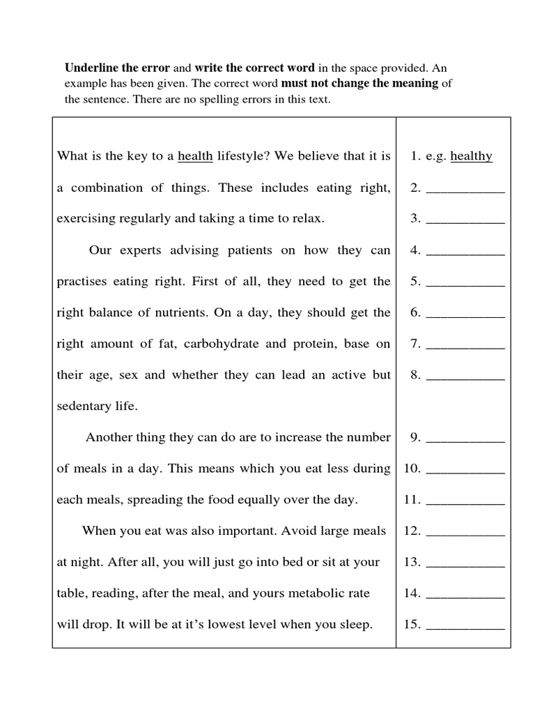 Sentence Correction Exercise PDF