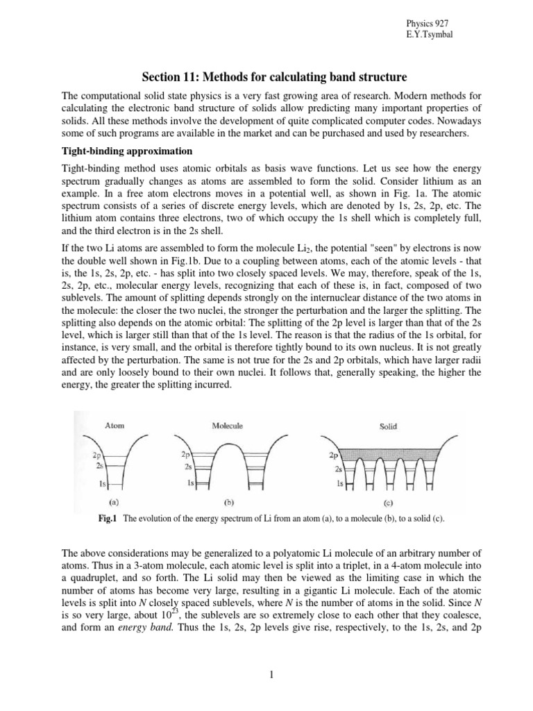 Section 11 Methods For Calculating Band Structure | PDF | Electronic ...