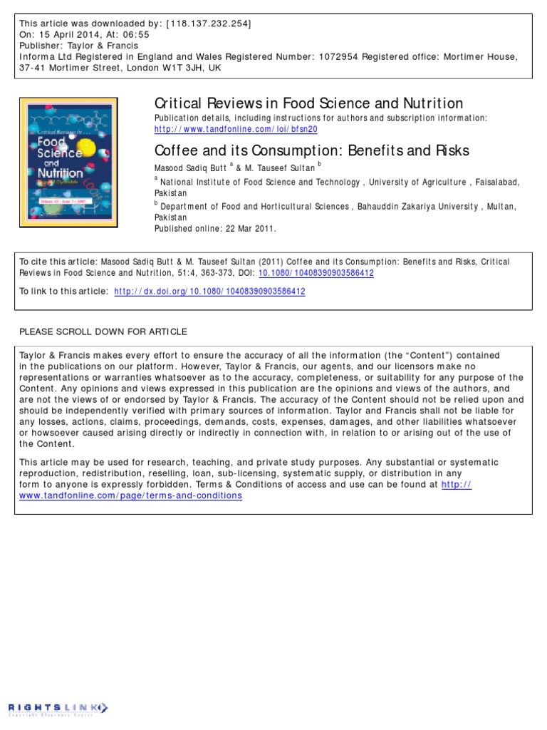Caffein - Benefit and Risks 2011 | PDF | Cardiovascular Diseases | Caffeine