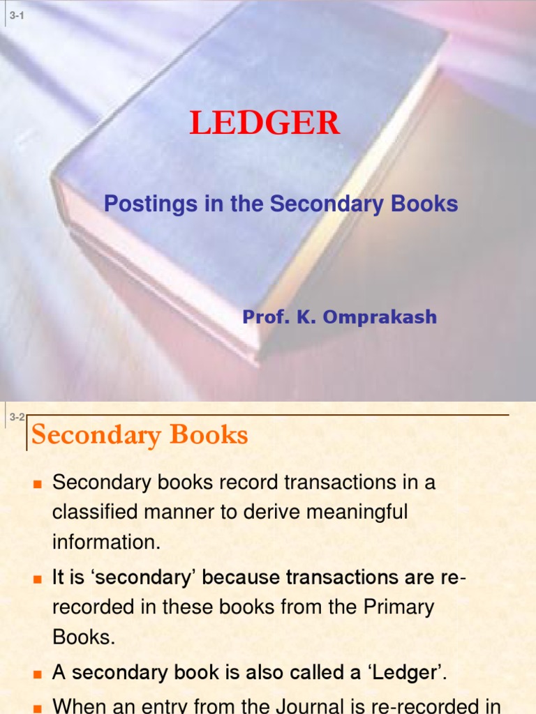 Ledger: Postings in The Secondary Books | PDF | Debits And Credits 