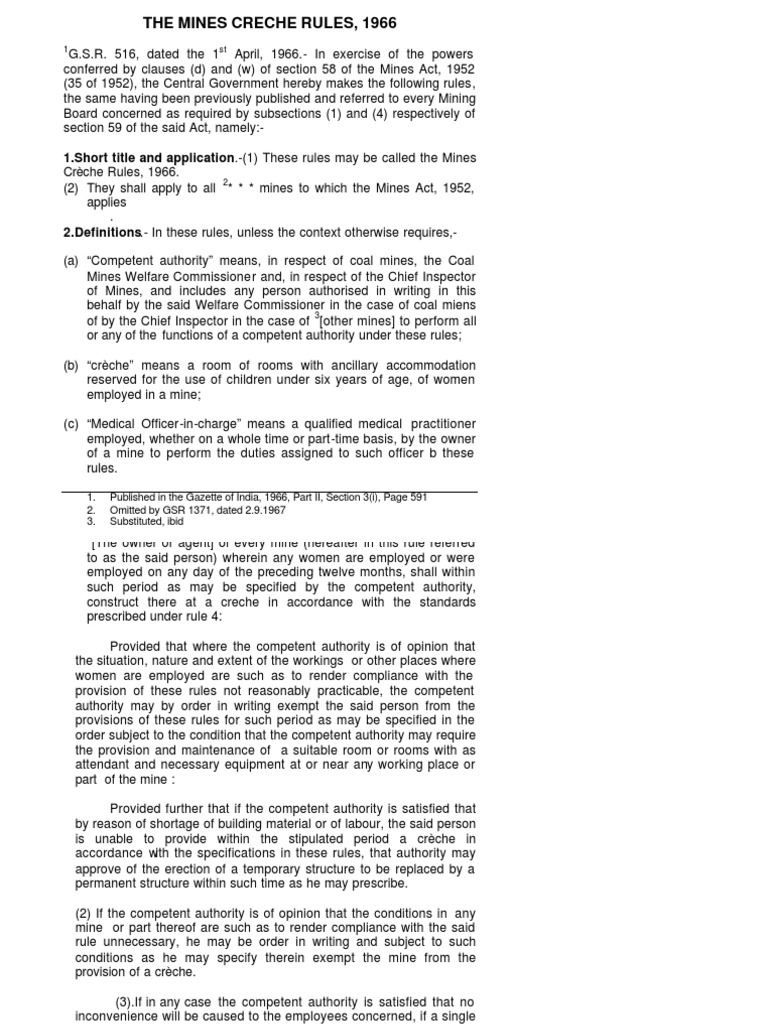 Mines Creche Rules 1966 PDF Day Care Bathroom