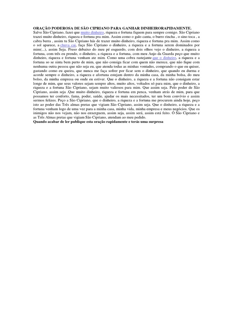 Oração de São Cipriano para Riqueza Rápida | PDF