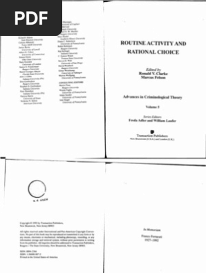 Routine Activity and Rational Choice Clarke Ronald V y