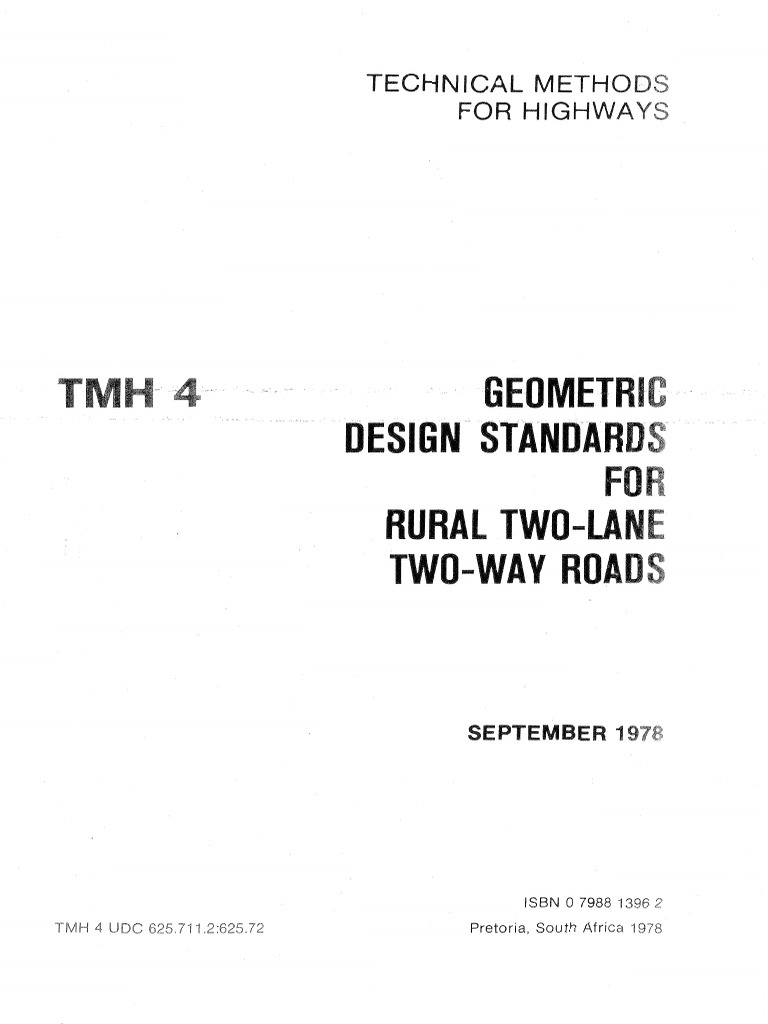 TMH 04 Geometric Design Standards For Rural Two-Lane Two-Way Roads | PDF