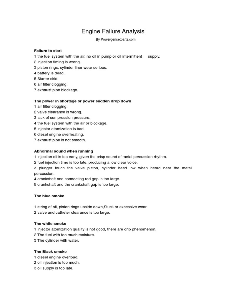 Diesel Engine Failure Analysis PDF Diesel Engine Cylinder (Engine)