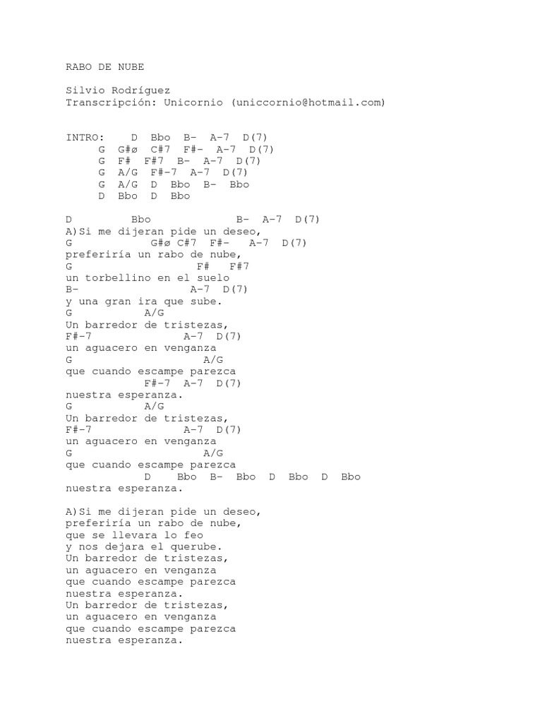 Rabo de Nube Acordes Buenos PDF