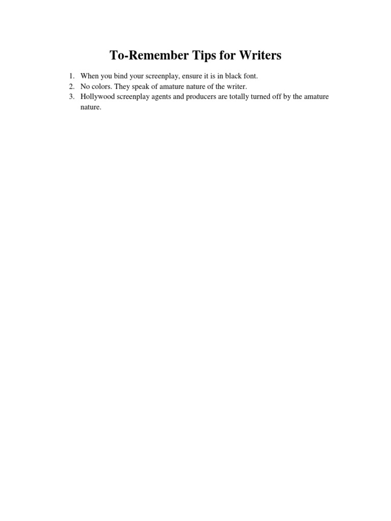 Essential Screenplay Formatting Tips | PDF