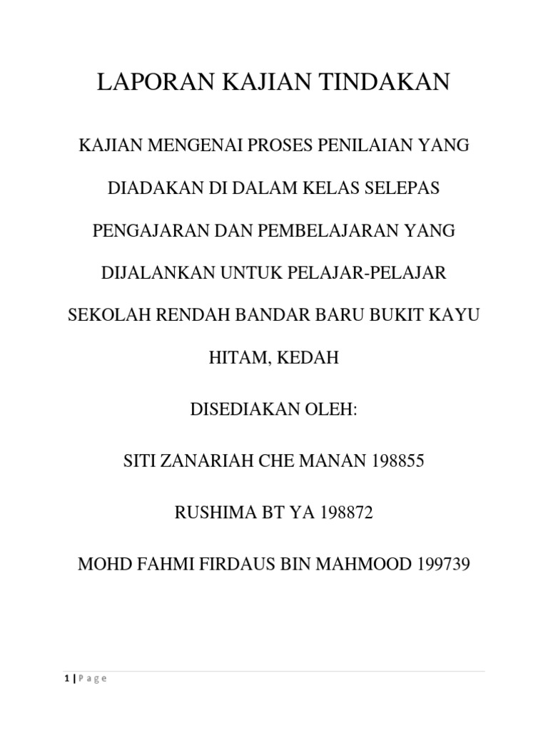 Laporan Kajian Tindakan Esei Pdf
