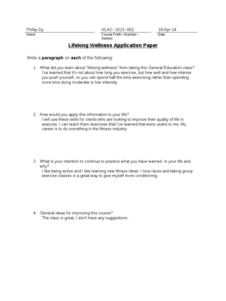 Lifelong Wellness Insights and Applications | PDF